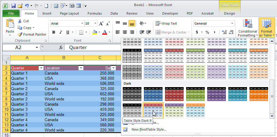 how to create tables in excel 2013